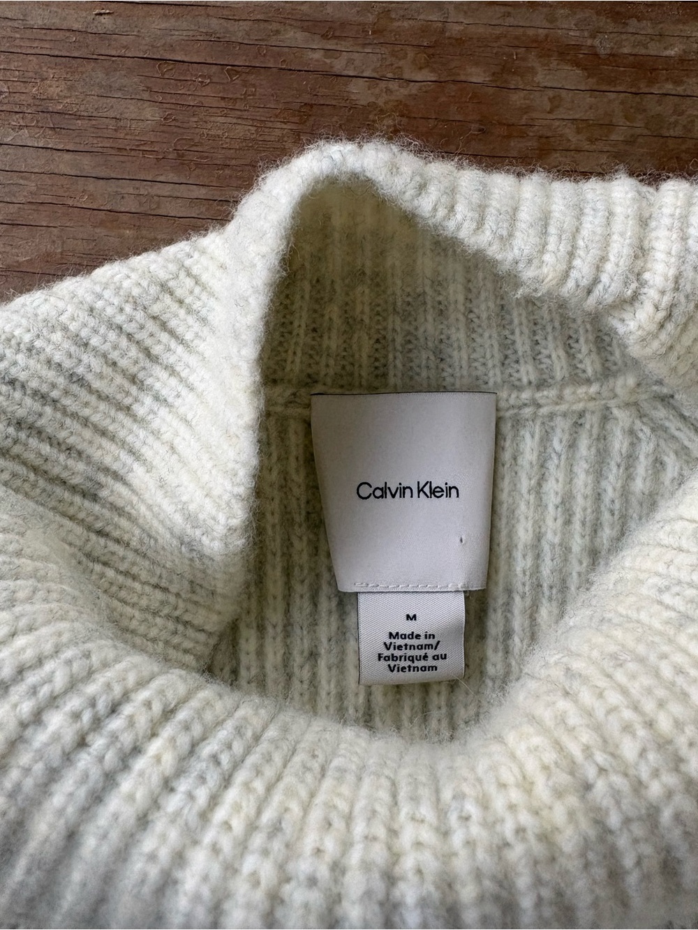 Calvin Klein Off-White Ribbed Turtleneck Sweater
